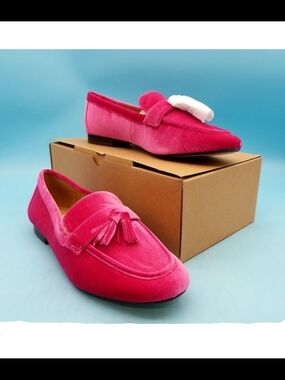 NIB J.Crew Marie Velvet Tassel Loafers - Pink Fuchsia Size 8